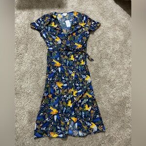 J. Crew Drapey Twill Wrap Dress Jungle Cat Print